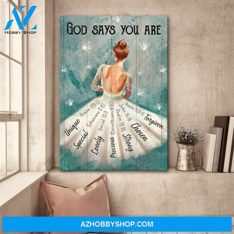 The Ballerina - God says you are - Jesus Portrait Canvas Prints - Wall Art