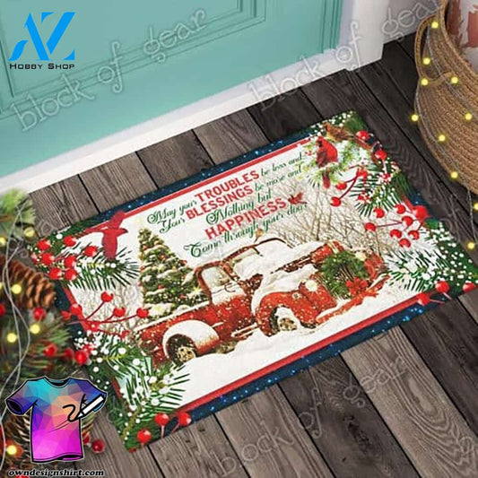 [The best-selling] Happiness come through your door red truck christmas doormat