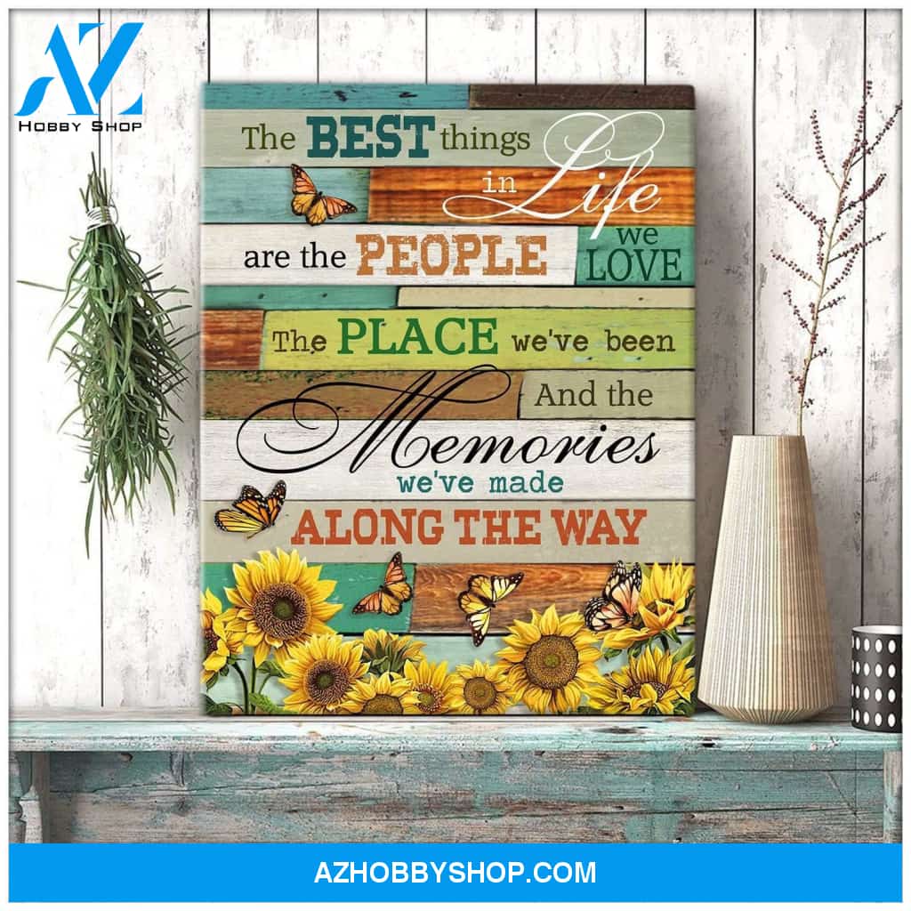 Zalooo The Best Things Sunflower Butterfly Wall Art Canvas