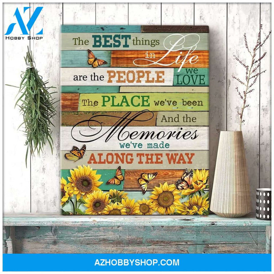 Zalooo The Best Things Sunflower Butterfly Wall Art Canvas