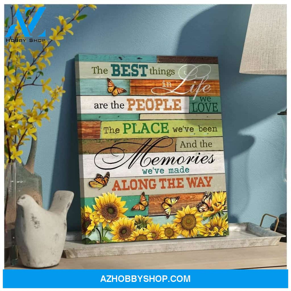 Zalooo The Best Things Sunflower Butterfly Wall Art Canvas