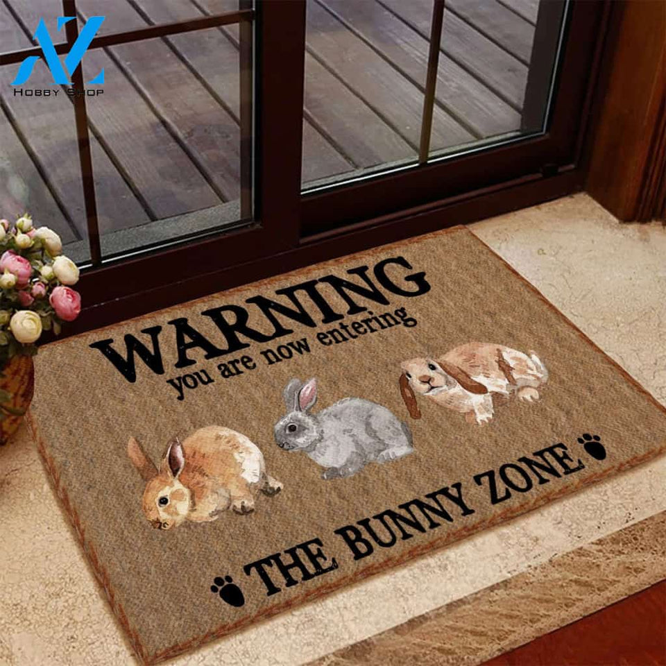 The Bunny Zone Warning Doormat | Welcome Mat | House Warming Gift