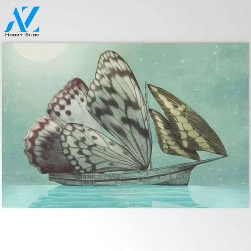 The Butterfly Sailing Boat Insect Doormat Indoor and Outdoor Doormat Entrance Rug Sweet Home Decor Housewarming Gift Gift for Butterfly Lovers Insect Lovers Gift Idea