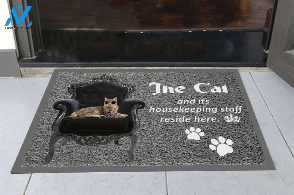 The Cat And Its Housekeeping Staff Doormat Indoor And Outdoor Mat Entrance Rug Sweet Home Decor Housewarming Gift Gift For Friend Family Stem Feminist
