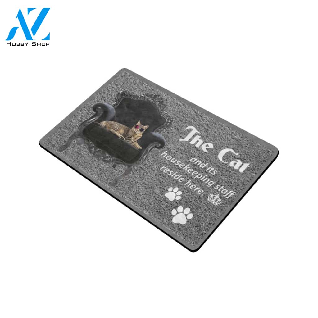 The Cat And Its Housekeeping Staff Doormat Indoor And Outdoor Mat Entrance Rug Sweet Home Decor Housewarming Gift Gift For Friend Family Stem Feminist
