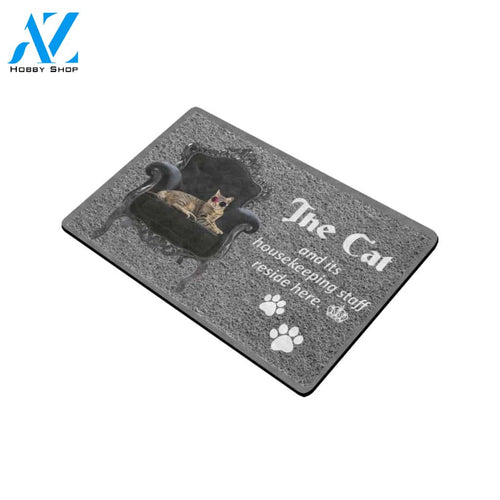 The Cat And Its Housekeeping Staff Doormat Indoor And Outdoor Mat Entrance Rug Sweet Home Decor Housewarming Gift Gift For Friend Family Stem Feminist