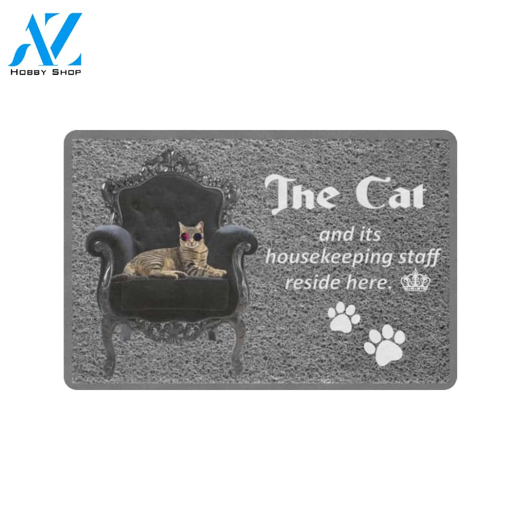 The Cat And Its Housekeeping Staff Doormat Indoor And Outdoor Mat Entrance Rug Sweet Home Decor Housewarming Gift Gift For Friend Family Stem Feminist