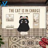 The Cat Is In Charge We Just Live Here Customized Doormat | Welcome Mat | House Warming Gift