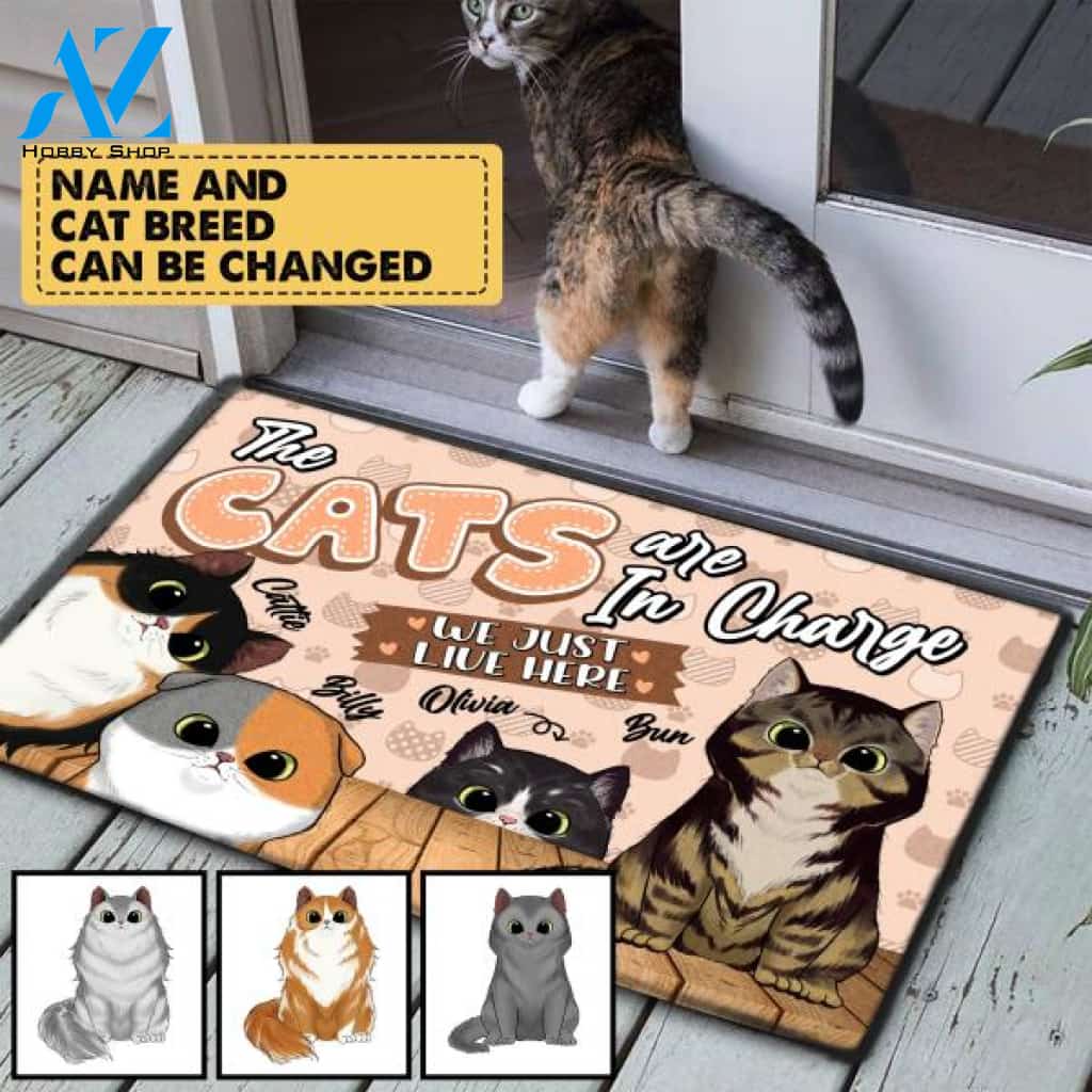 The Cats Are In Charge - Personalized Doormat