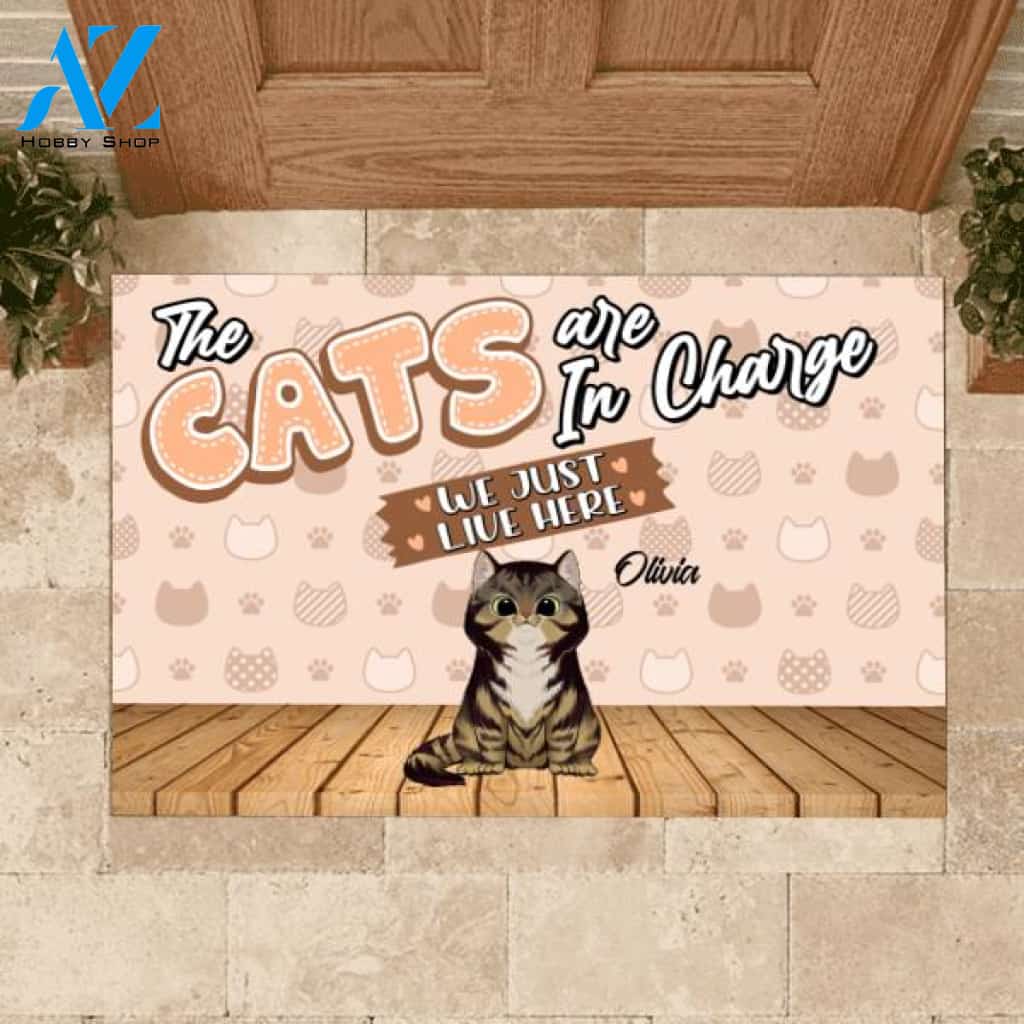 The Cats Are In Charge - Personalized Doormat