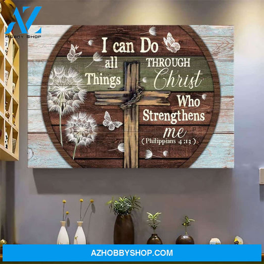 The cross - I can do all things through Christ - Jesus Landscape Canvas Prints, Wall Art