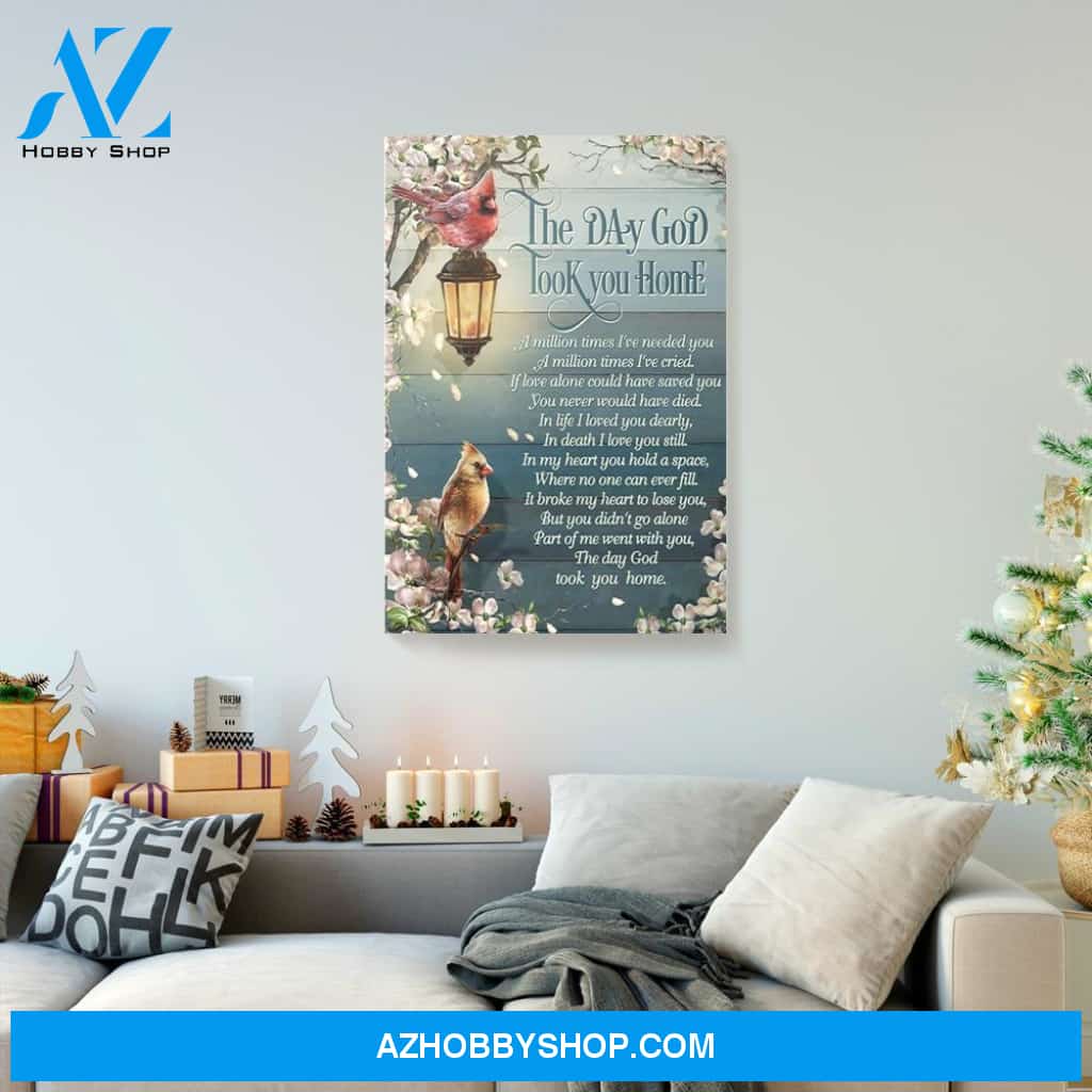 The Day God Took You Home Cardinal Merry Christmas Canvas Wall Art