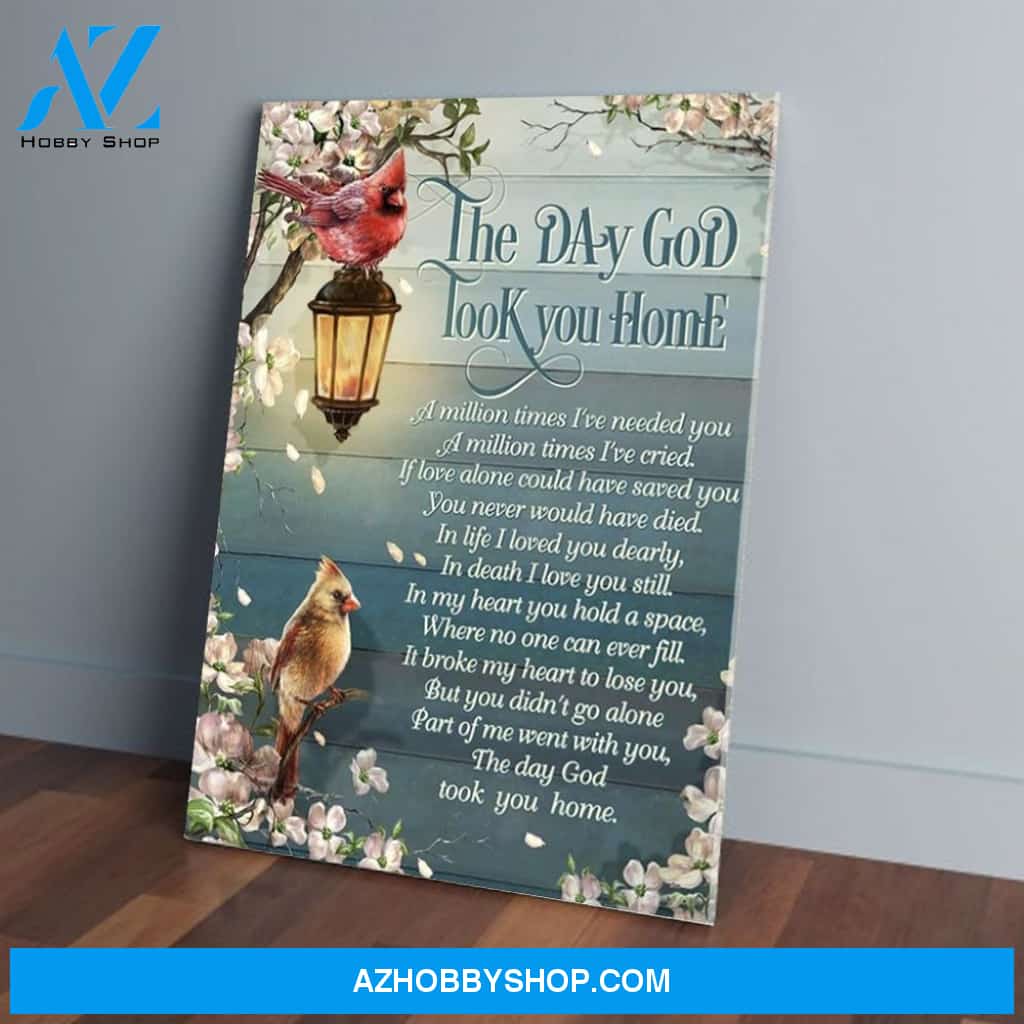 The Day God Took You Home Cardinal Merry Christmas Canvas Wall Art
