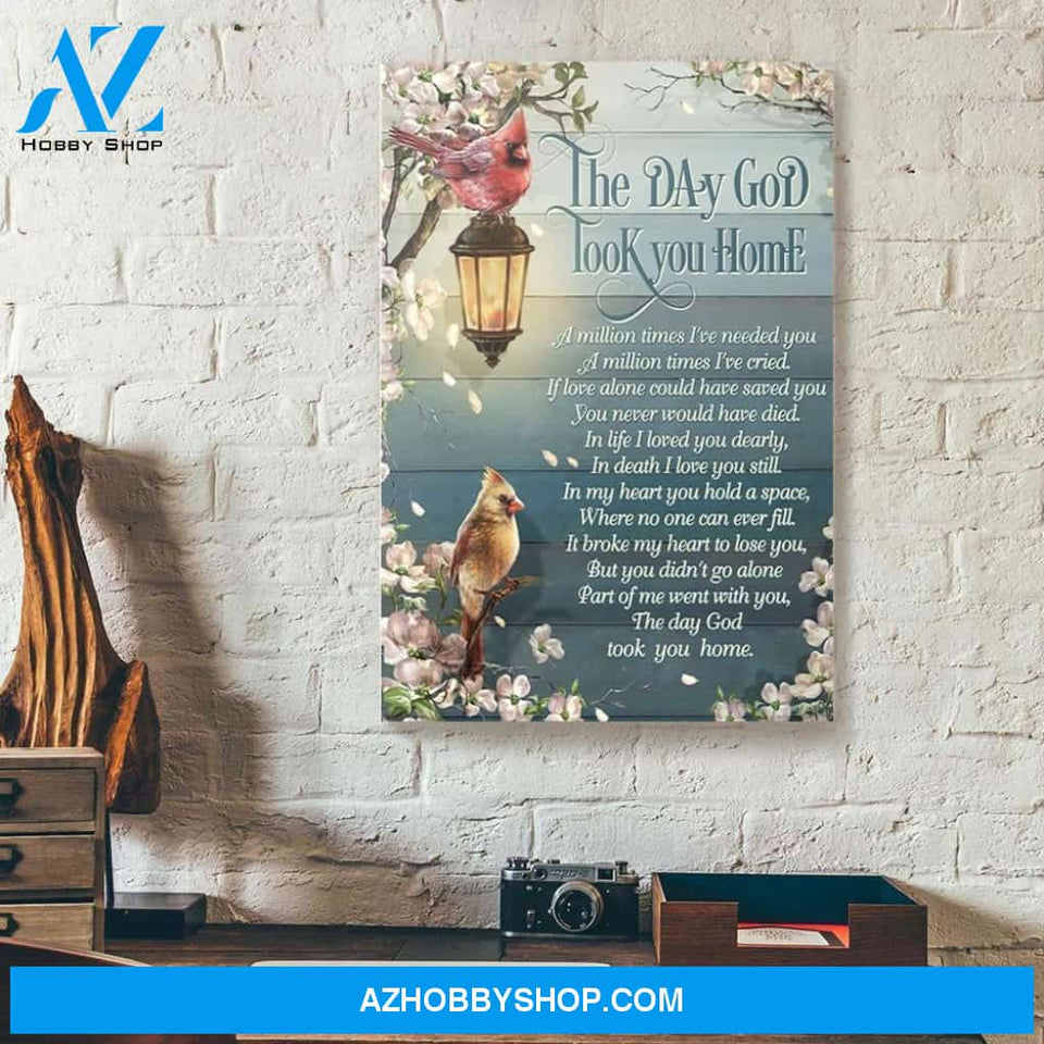 The Day God Took You Home Cardinal Merry Christmas Canvas Wall Art