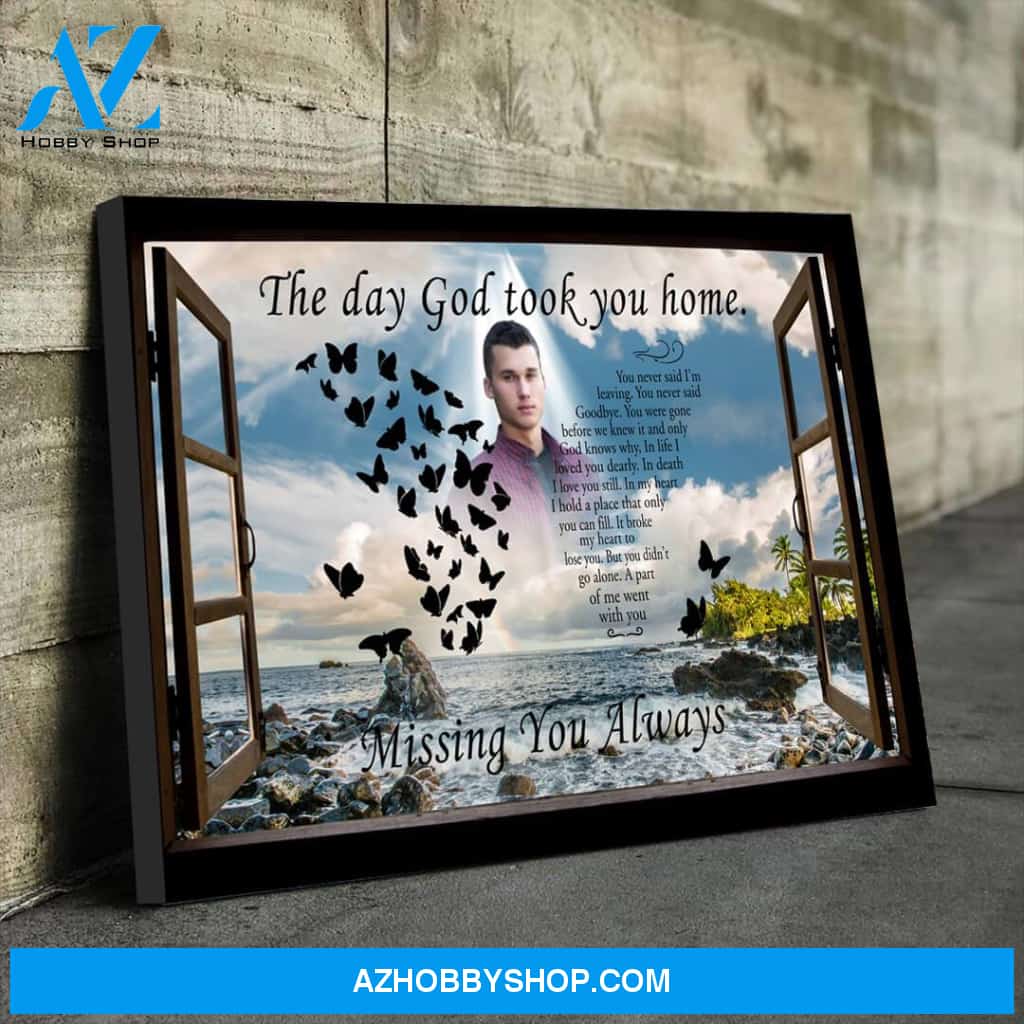 The Day God Took You Home - Ocean Breeze Personalized Photo Memorial Canvas, Canvas Wall Art Gift for Remembrance