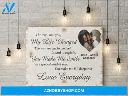 The day I met you my life changed - Personalized Canvas