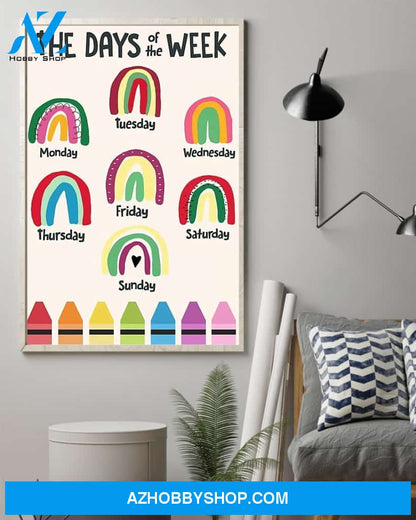 Teacher Classroom Canvas The Days Of The Week, Student Wall Art Back to School Gift for Teacher