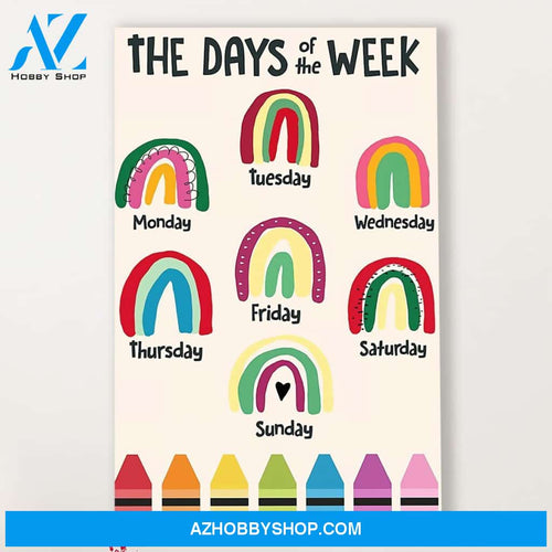 Teacher Classroom Canvas The Days Of The Week, Student Wall Art Back to School Gift for Teacher