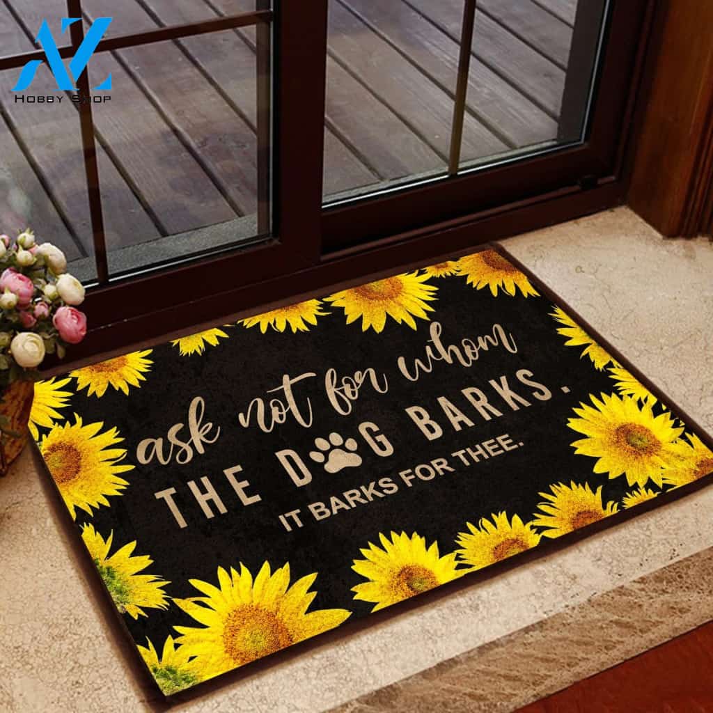 The Dog Barks - Sunflower Doormat - Dog Doormat | Welcome Mat | House Warming Gift | Christmas Gift Decor
