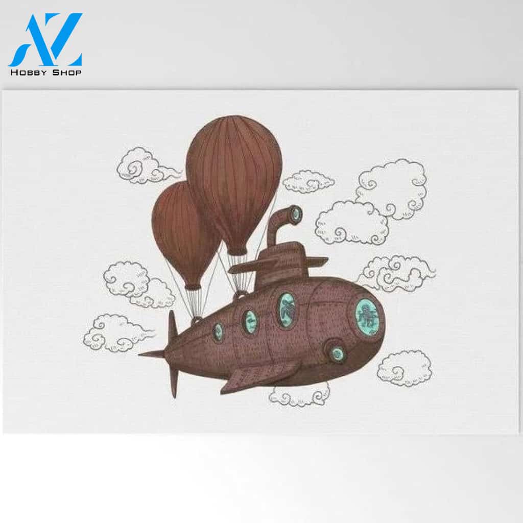 The Fantastic Voyage by Submarine and Balloon Vehicle Doormat Indoor And Outdoor Mat Entrance Rug Sweet Home Decor Housewarming Gift Gift For Gift for Friend Family Birthday New Home