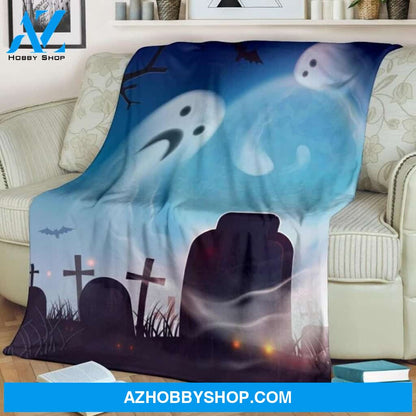 The Ghosts Flying Fleece Blanket RIP Halloween Gift, Halloween Decor