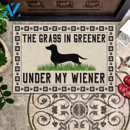 The Grass In Greener Under My Wiener Doormat Welcome Mat Housewarming Gift Home Decor Funny Doormat Best Gift Idea For Dog Lovers