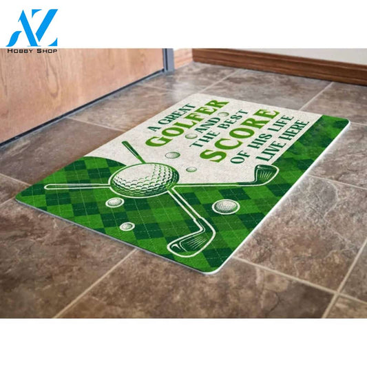 The Great Golfer And The Best Score Sports Doormat Indoor And Outdoor Mat Entrance Rug Sweet Home Decor Housewarming Gift Gift For Golfers Friend Family Golf Lovers