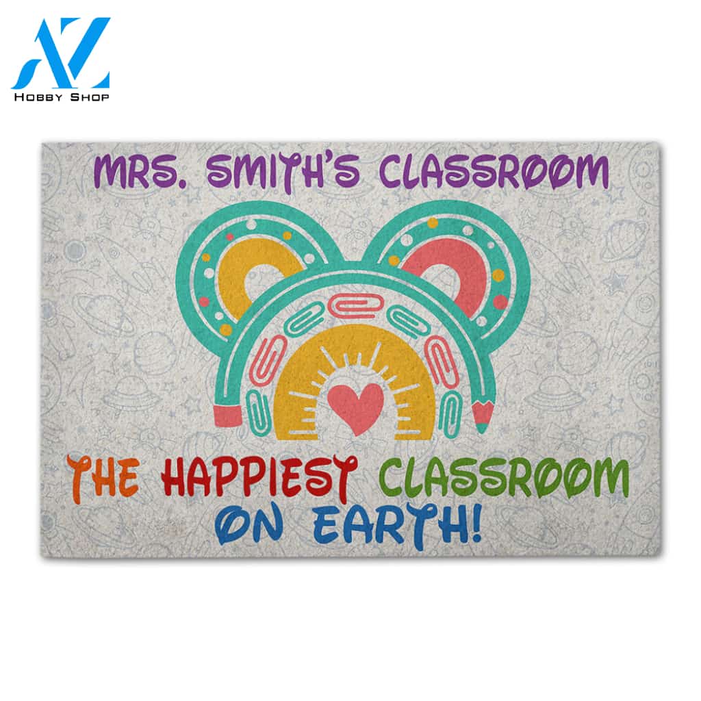 Personalized Back To School Ideas Teacher The Happiest Classroom On Earth - Custom Classroom Doormat