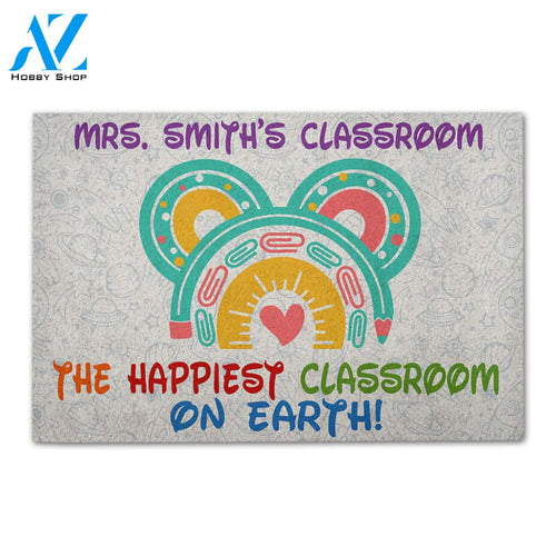 Personalized Back To School Ideas Teacher The Happiest Classroom On Earth - Custom Classroom Doormat