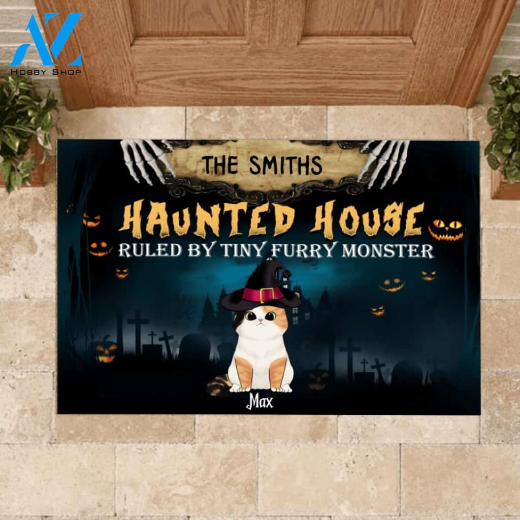 The Haunted House Ruled By Tiny Furry Monster - Personalized Doormat
