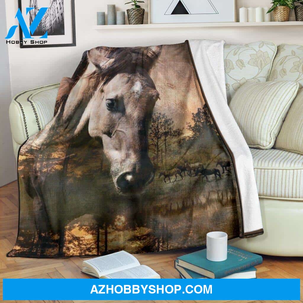 The Horse Art, Premium Fleece Blanket , Birthday Gift For Horse Lover, Gift For Horse Rider, Christmas Gift