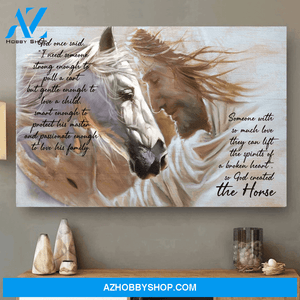 The Horse God Once Said Canvas | Jesus Hug Horse Canvas Wall Art, Wall Decor Visual Art