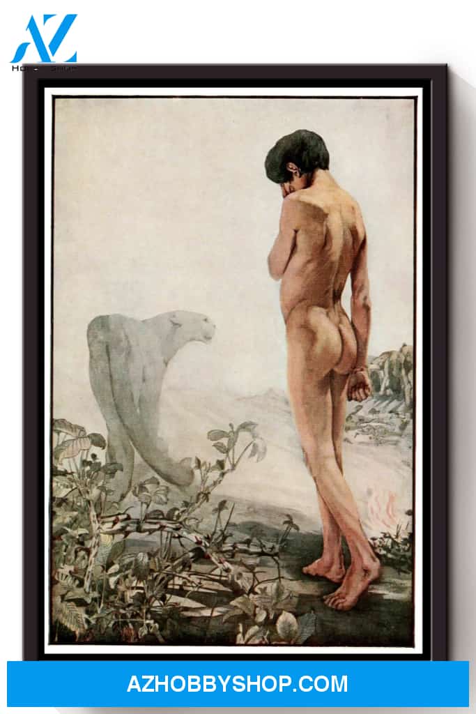 The Jungle Book Fairy Tales Mowgli Leaving The Jungle Illustrations By Edward Detmold Canvas And Poster, Wall Decor Visual Art, Halloween Gift, Happy Halloween