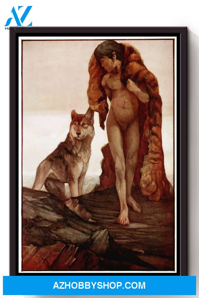 The Jungle Book Mowgli And The Lonk Wolf Fairy Tales Illustrations By Edward Detmold Canvas And Poster, Wall Decor Visual Art, Halloween Gift, Happy Halloween