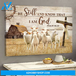 The lambs in the farm - Be still and know that I am God - Jesus Landscape Canvas Prints - Wall Art
