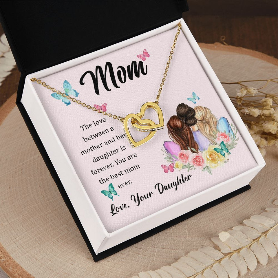 The Love Between A Mother And Daughter Is Forever Interlocking Hearts Necklace