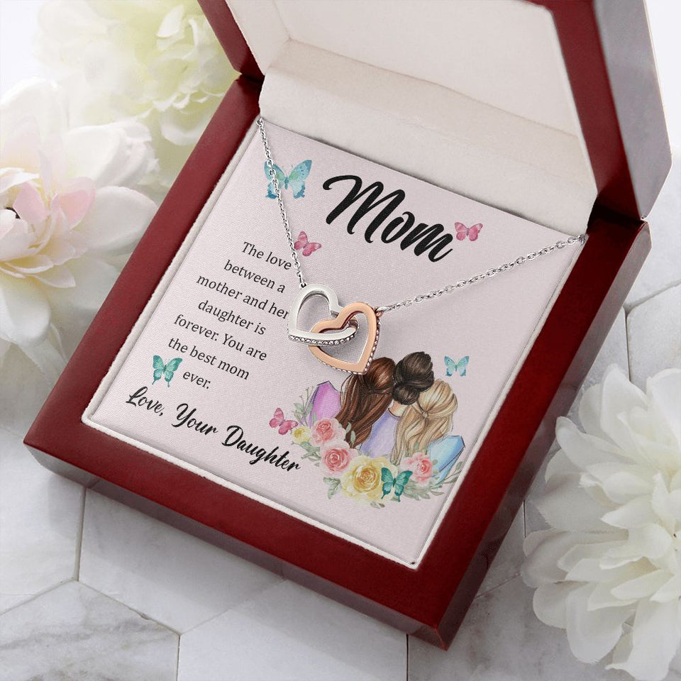 The Love Between A Mother And Daughter Is Forever Interlocking Hearts Necklace