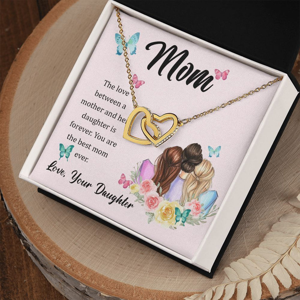 The Love Between A Mother And Daughter Is Forever Interlocking Hearts Necklace