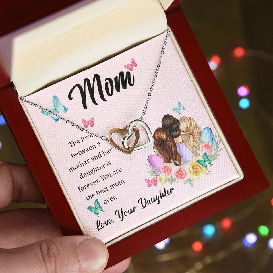 The Love Between A Mother And Daughter Is Forever Interlocking Hearts Necklace