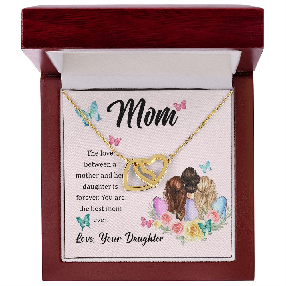 The Love Between A Mother And Daughter Is Forever Interlocking Hearts Necklace