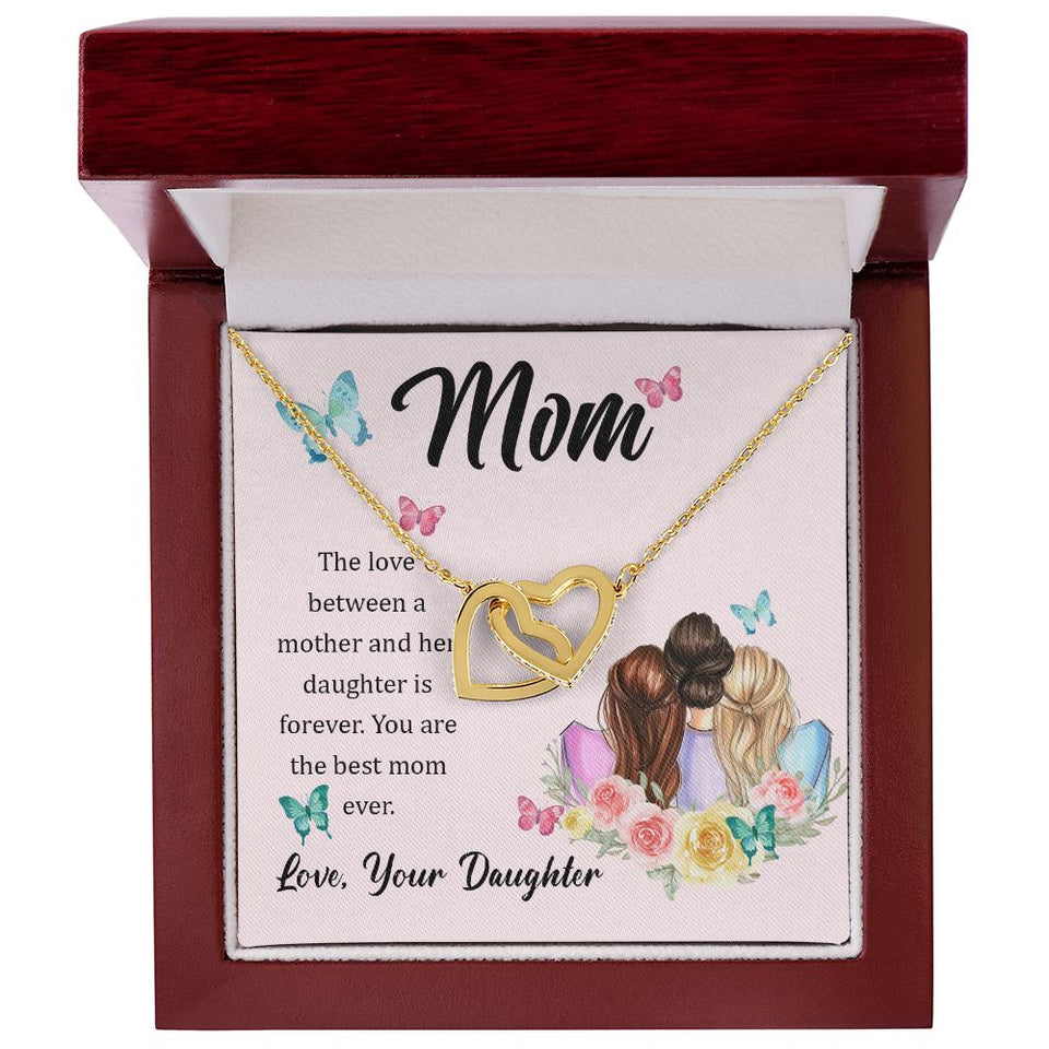 The Love Between A Mother And Daughter Is Forever Interlocking Hearts Necklace