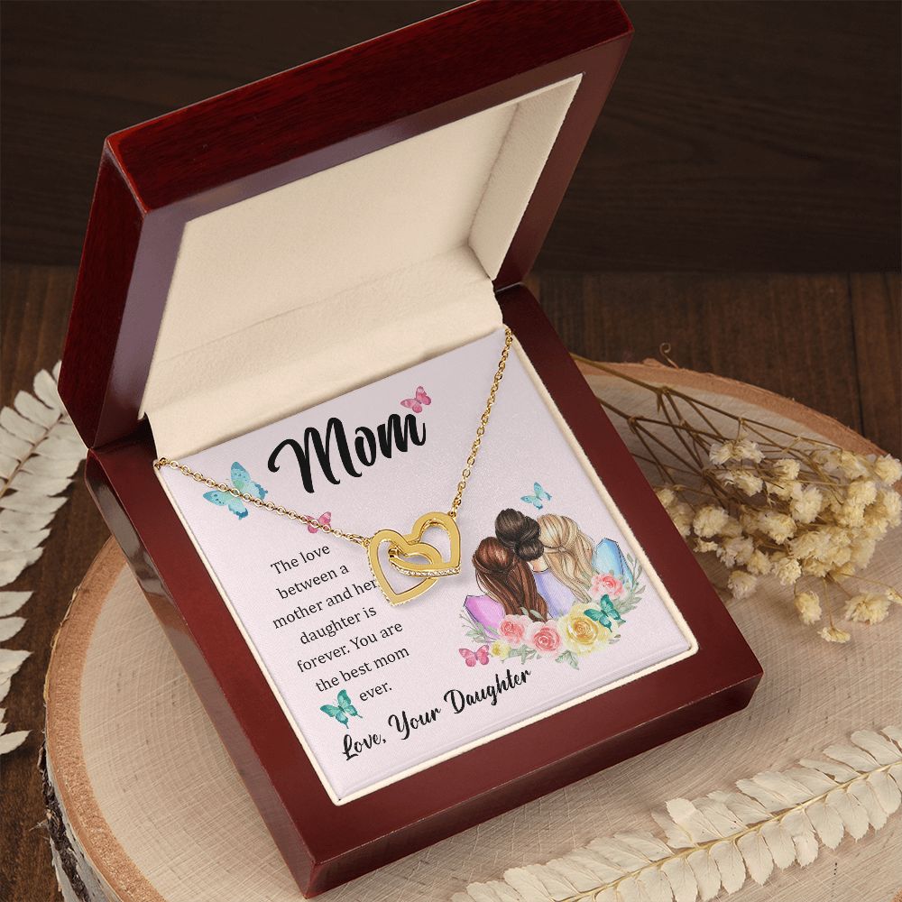 The Love Between A Mother And Daughter Is Forever Interlocking Hearts Necklace