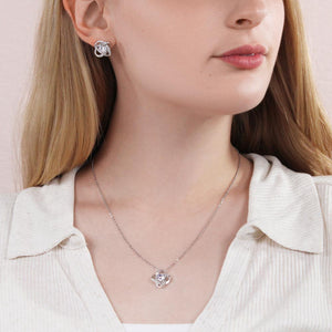 The Love Between A Mother And Her Daughter Is Forever Love Knot Necklace And Earring Set