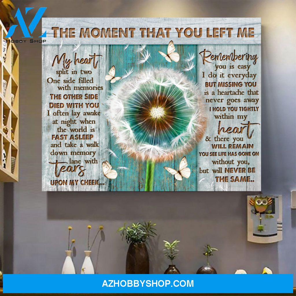 The Moment That You Left Me Butterfly Dandelion Floral Decor Wall Art Canvas