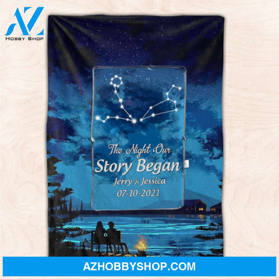 The Night Our Story Began - Personalized 2 In 1 Pillow Blanket - Gift For Couple
