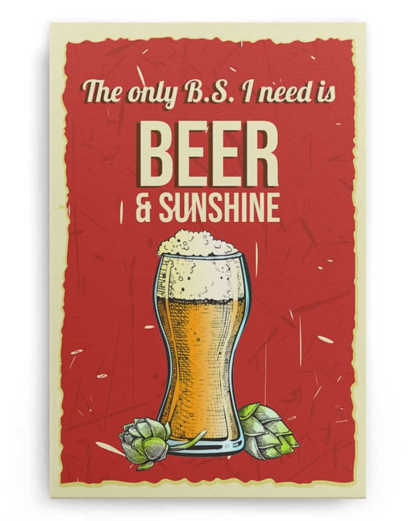 The Only B.S I Need Is Beer and Sunshine - National Beer's Day - Poster/Canvas - Gift For Him, Gift For Husband