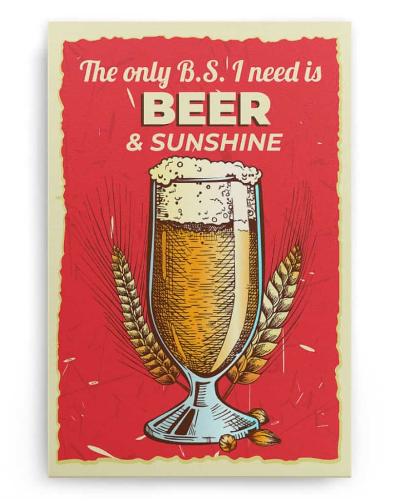 The Only B.S I Need Is Beer and Sunshine - National Beer's Day - Poster/Canvas - Gift For Him, Gift For Husband