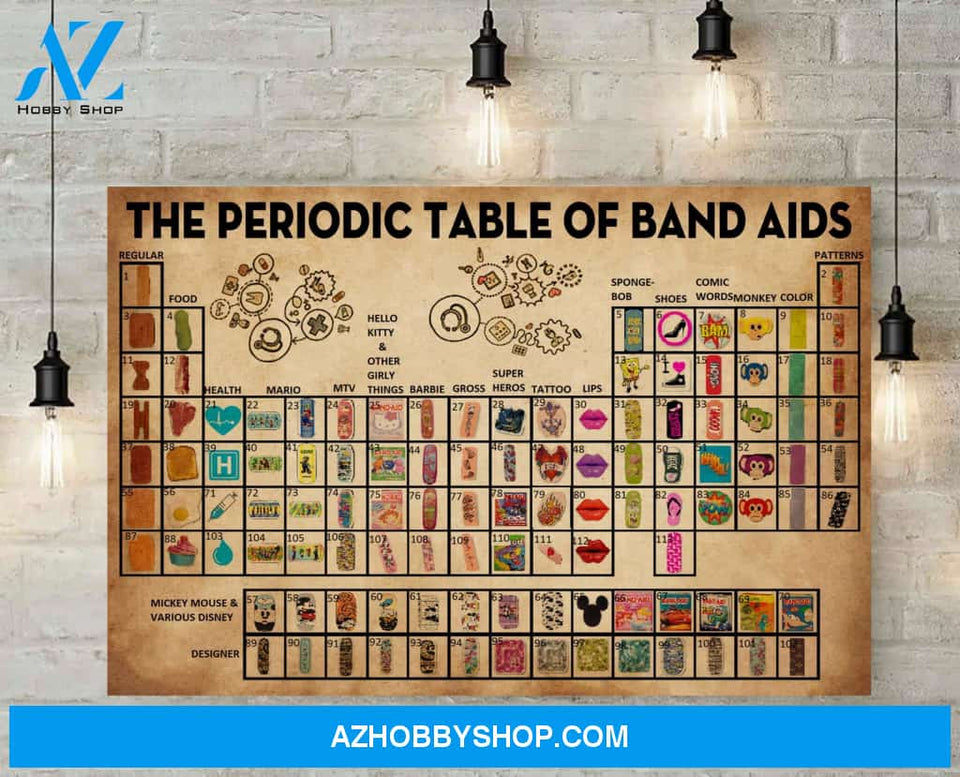 The Periodic Table Of Band Aids Canvas And Poster, Wall Decor Visual Art
