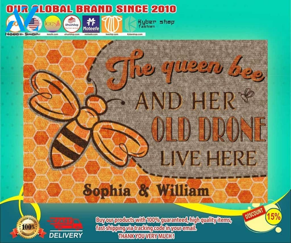 The queen bee and her old drone live here doormat