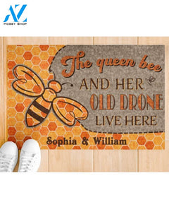 The queen bee and her old drone live here doormat